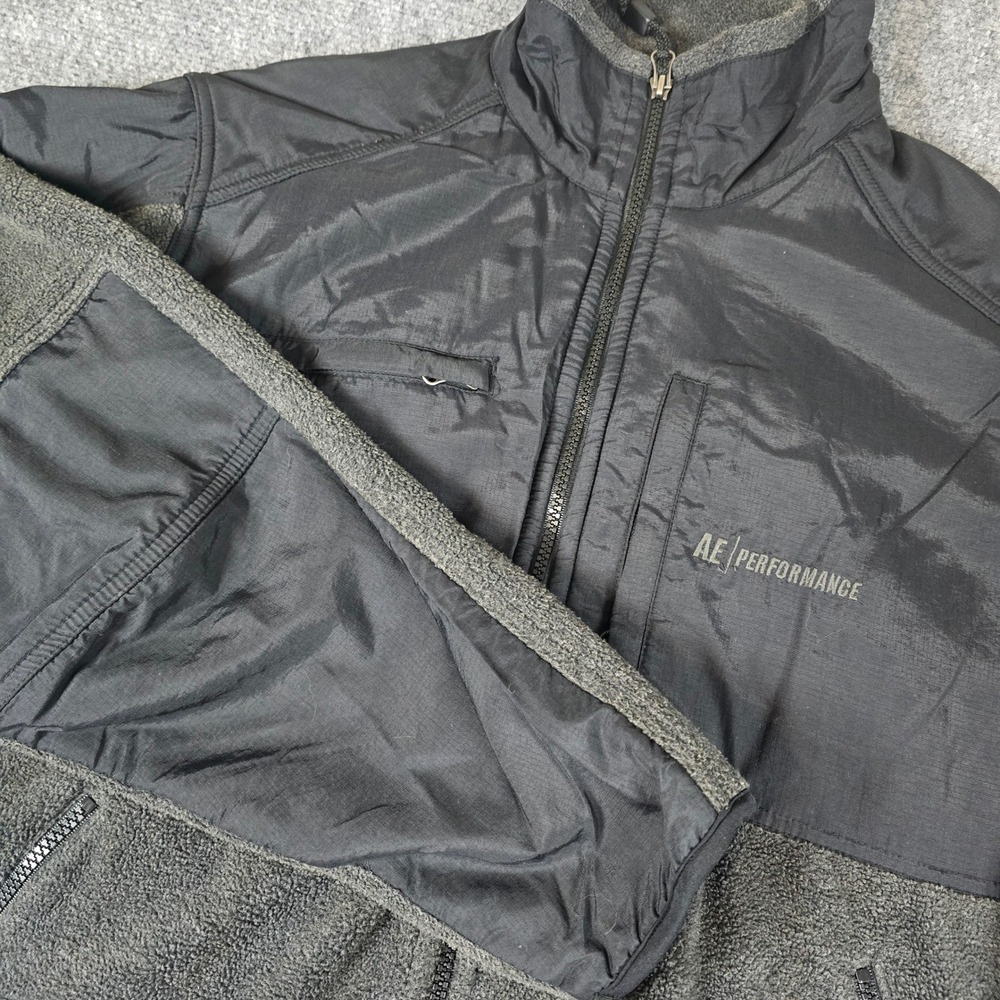 AE‎ Performance Fleece Lined Jacket Black Gray Full Zip Mens XS